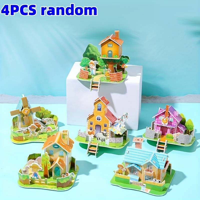 Building Toy Architectural Model Toy Set Style 4Pccs Castle Style