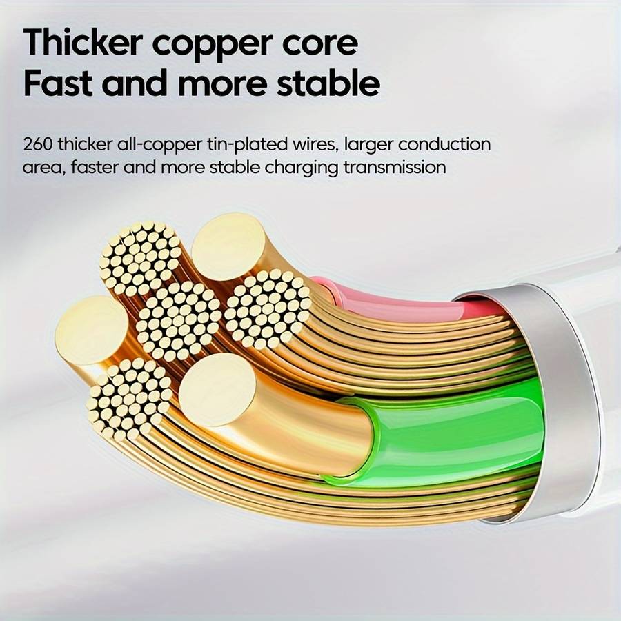 1pc 120W 6A Fast Charging USB Type C Cable 100cm 36V Max Voltage Round Plastic Matte Finish