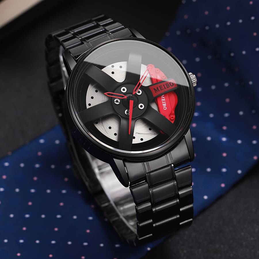 4Pcs Luxury Men Fashion Quartz Watch Set Classic Style With Wheel