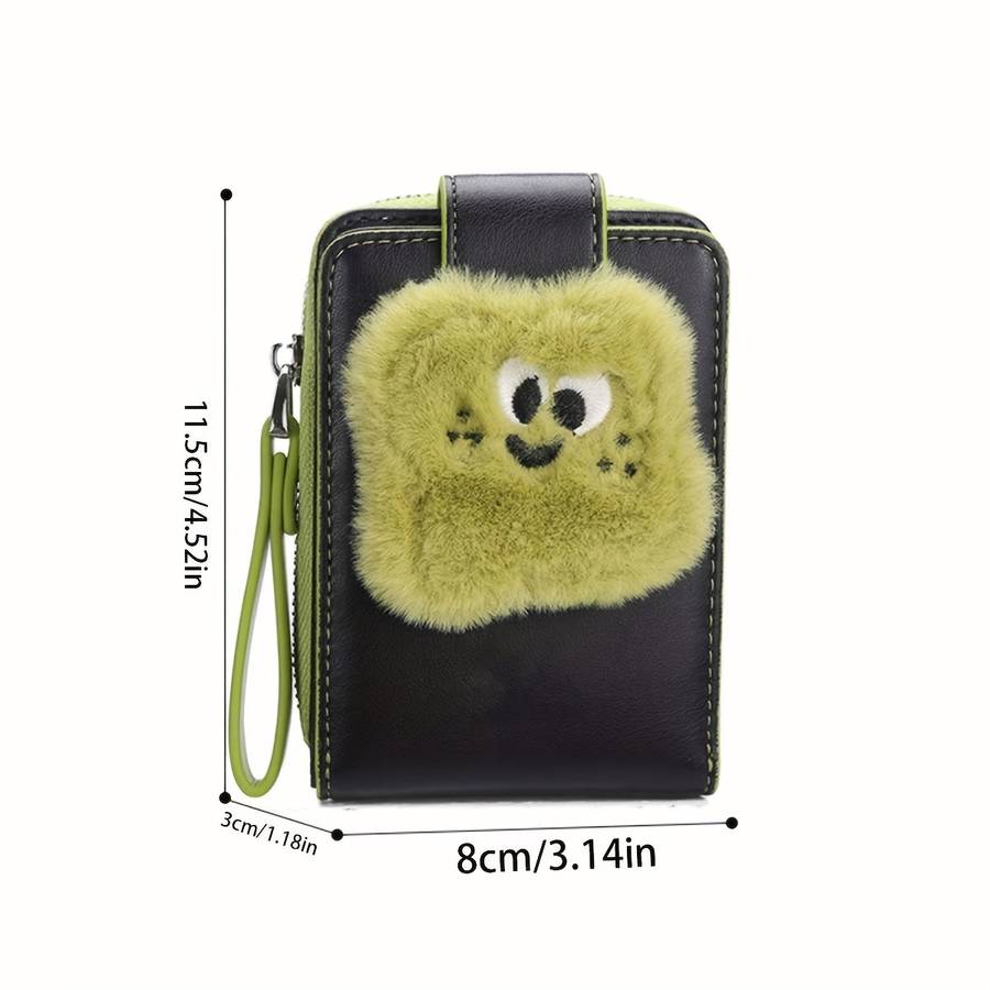 Plush Women'S Credit Card Wallet With Id Window Multi-Card Box Wallet Casual Multi-Compartment