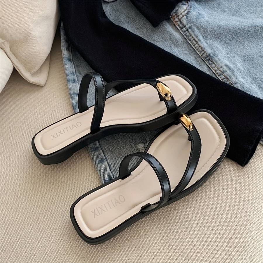 Ladies Summer Flip Flops Black Uk 1.5-2