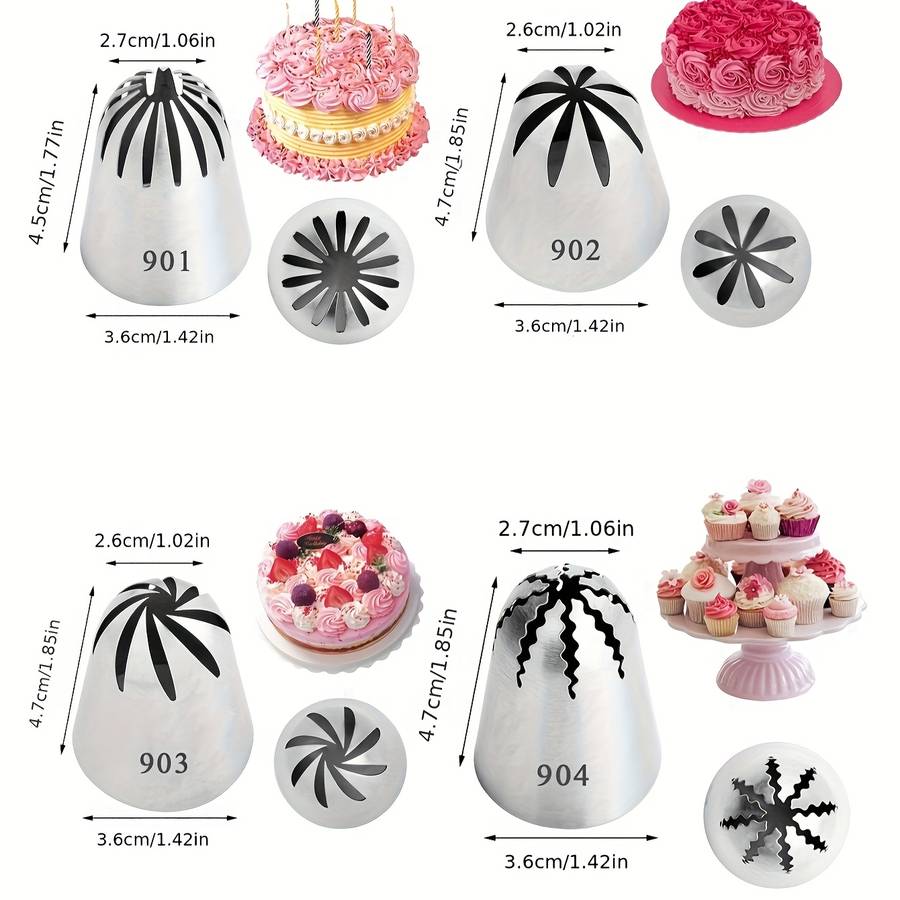 Professional Cake Decorating Head Model 4Pcs Silvery Flowering Nozzle