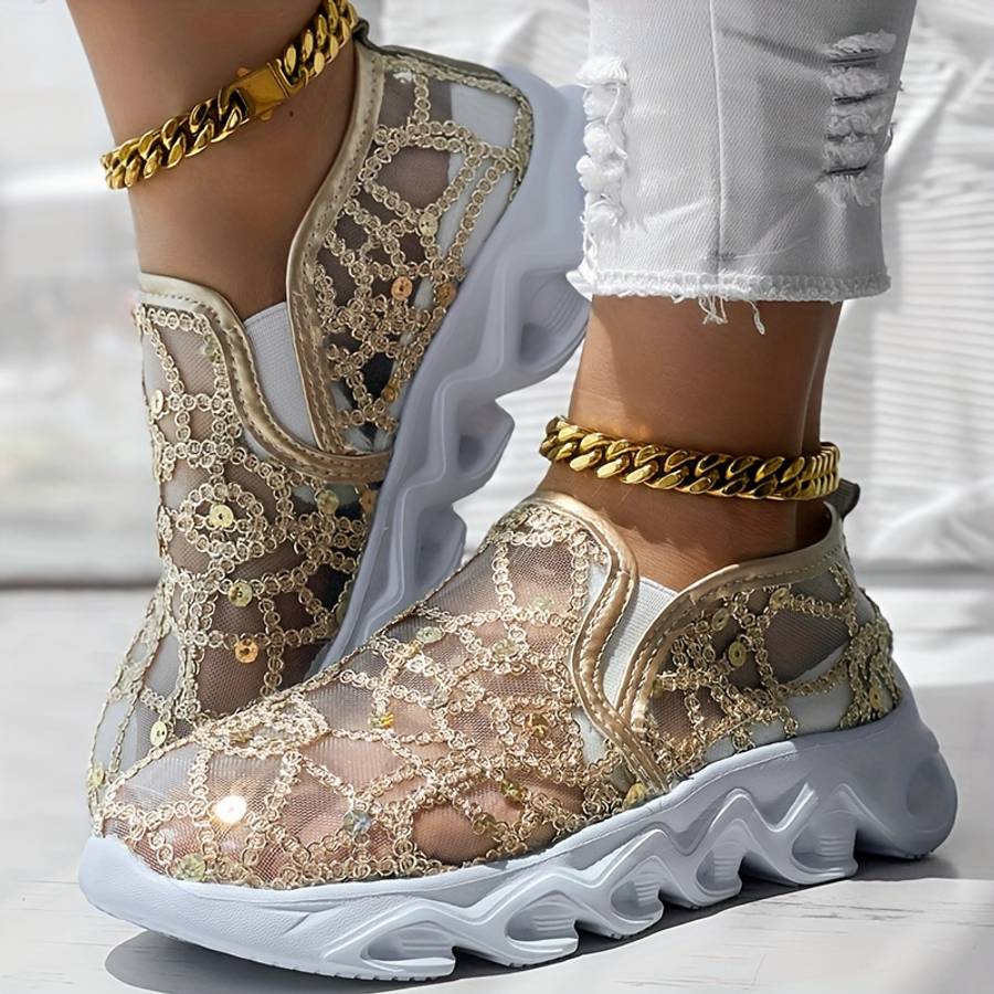 Women S Sneakers Color Golden Sizeuk 5.5