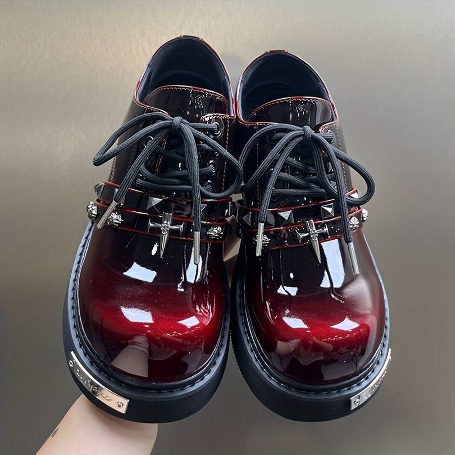 Mens Leather Shoes Color Red Rubbed Sizeuk 9