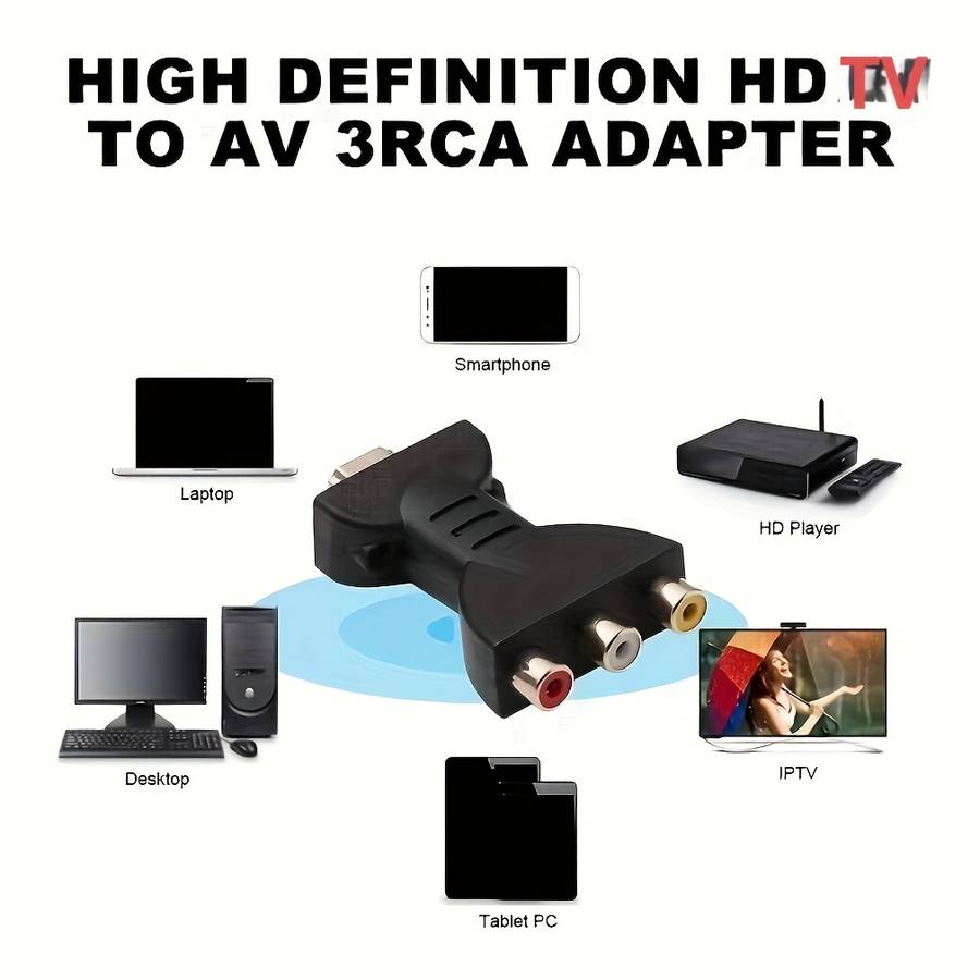 1 Pack Hdtv To 3 Rca Audio Video Av Component Converter