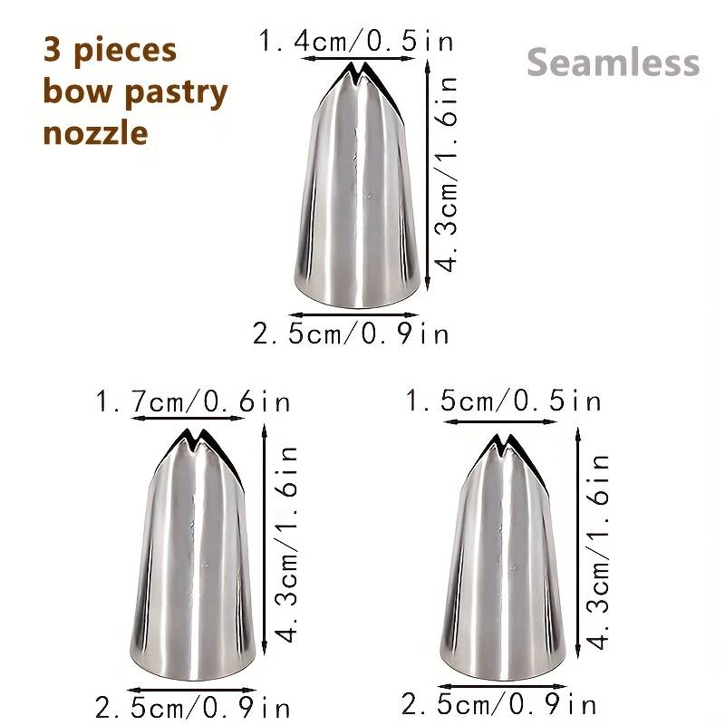 Professional Cake Decorating Head Model 3Pcs Mini Bow Leaf Decorating Nozzles  Seamless Type