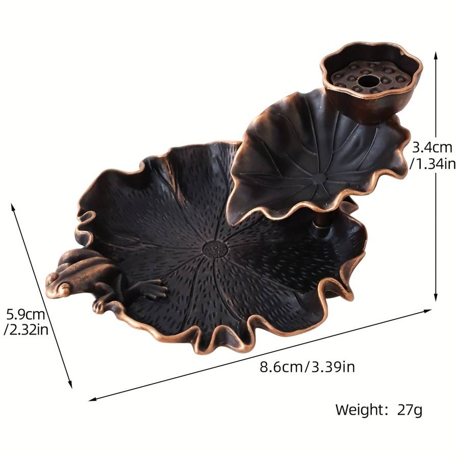 Incense Burner Color  For Lotus Leaf Frog Reverse Flow Incense   Red Copper Small Size