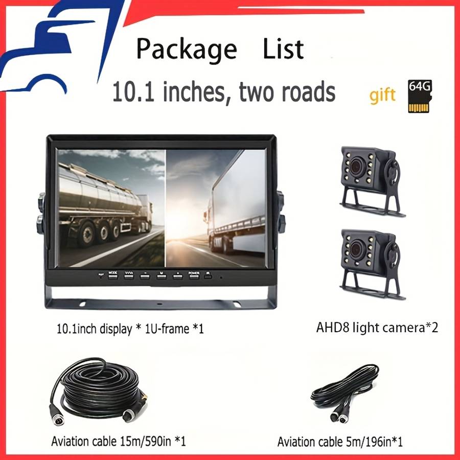 Dashcam Model U10.1 Inch   2 8 Lights   15 Meters   5 Meters   64G Memory Card