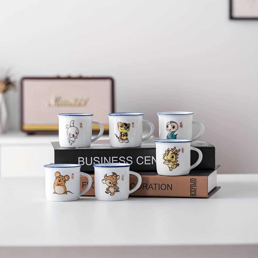 Water Cup Quantity  12Pcs  12 Chinese Zodiac Ceramic Tea  Coffee Cups