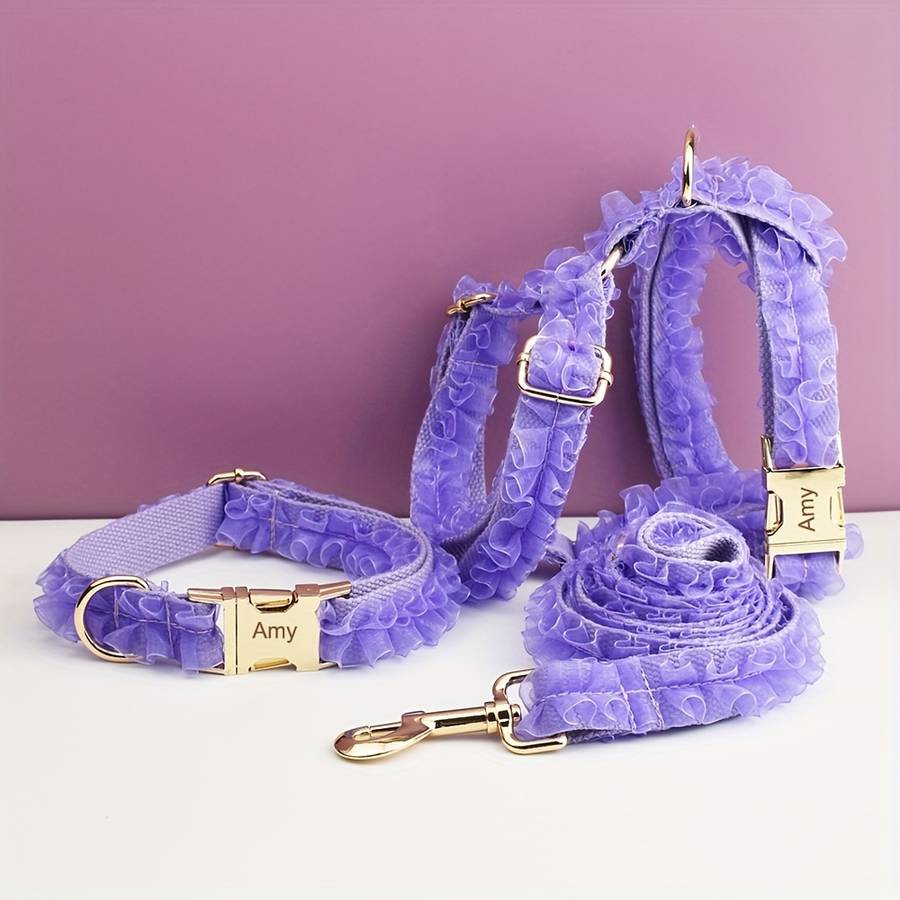 Dog Leash Color Pink Lace Lace 3Pcs Size L