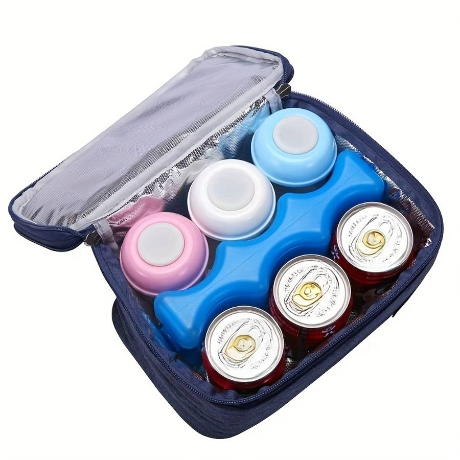 3 Reusable Insulated Lunch Boxes Ice Packs Outdoor Camping Cooler Bag Beach