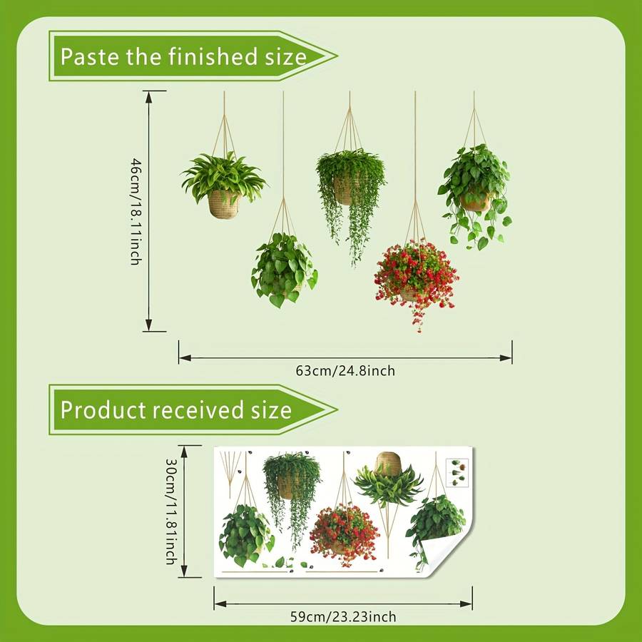 Window Stickers Style Green Plant Pot Glass Sticker