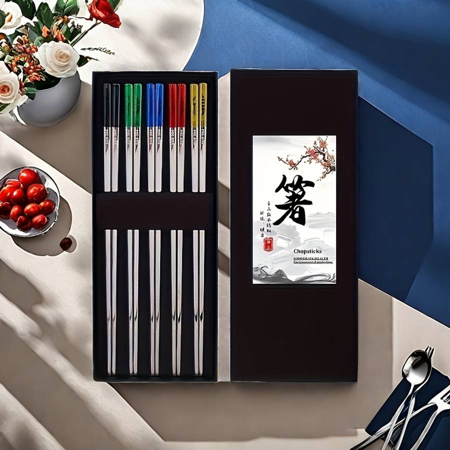 Chopsticks Style 5Dual Laser Color Five Blessings