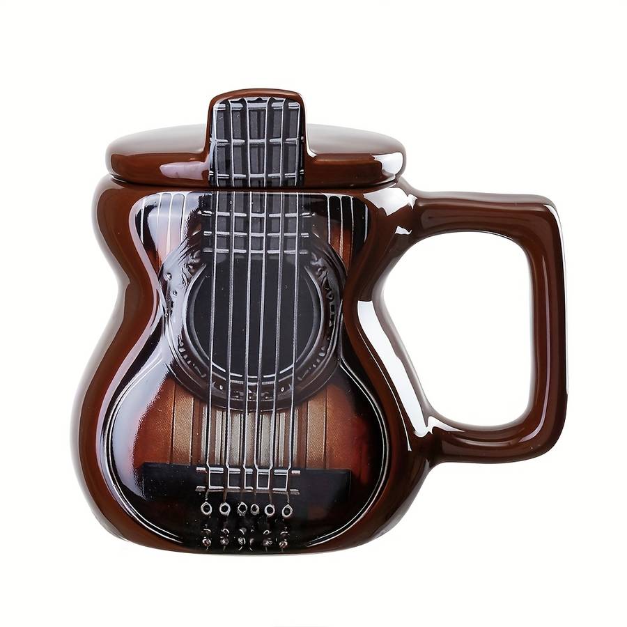 Water Cup Style Ceramic Cup   Coffee Guitar  With Lid