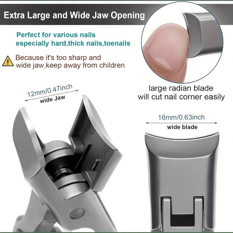 1pc Stainless Steel Wide-Jaw Nail Clippers Super Sharp and Durable Ideal for Thick and Long N