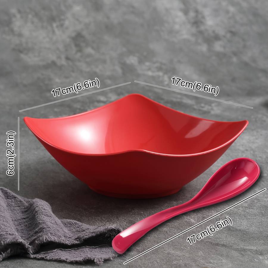 Bowl Color Red Model2Pcs 1 Bowl  1 Spoon