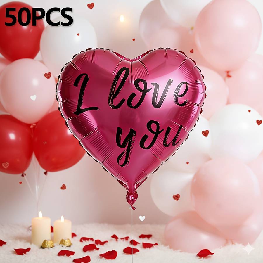 50Pcs Luxury Premium Modern Inch Heart Shaped Balloons For Holiday Gathering
