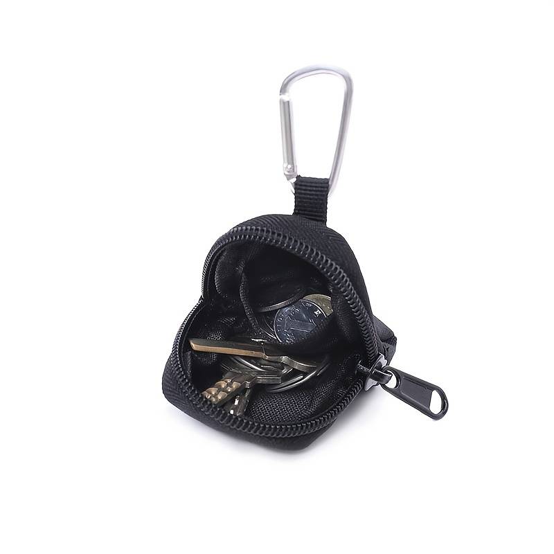 1pc Durable Nylon Mini Wallet with ZipperVersatile Coin Purse Wireless Earbud Key Holder in B