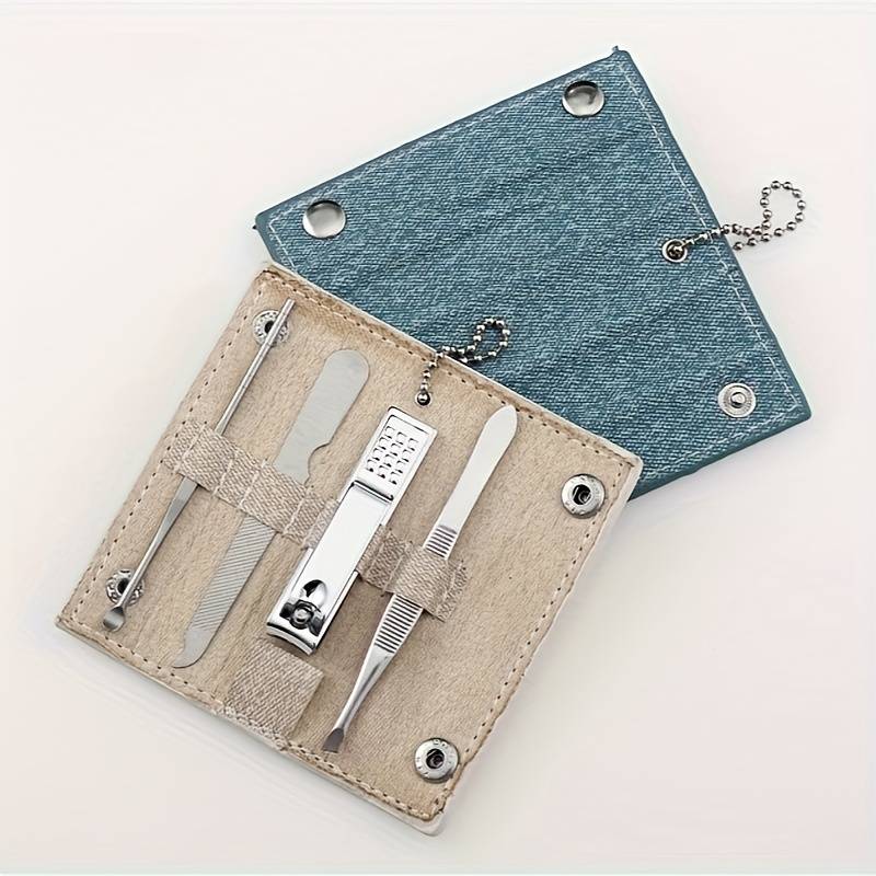 4pcs Travel Nail Care Set Beauty Nail Clippers Scissors and Manicure Tools with Keychain in
