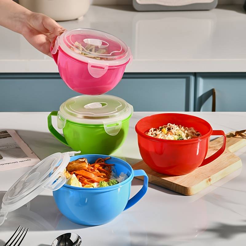 1pc Convenient Portable Sealed Instant Noodle Bowl Microwave Ramen Pot Instant Noodle Bowl C
