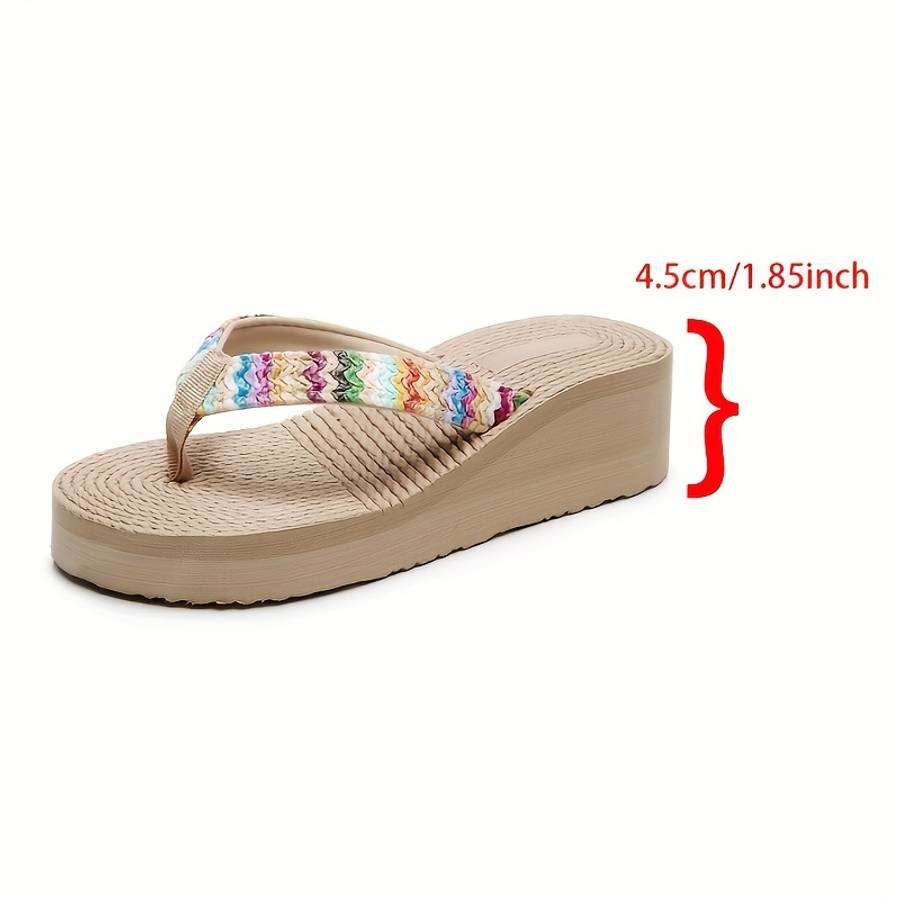 Ladies Summer Flip Flops Apricot Mid Heel Uk 5