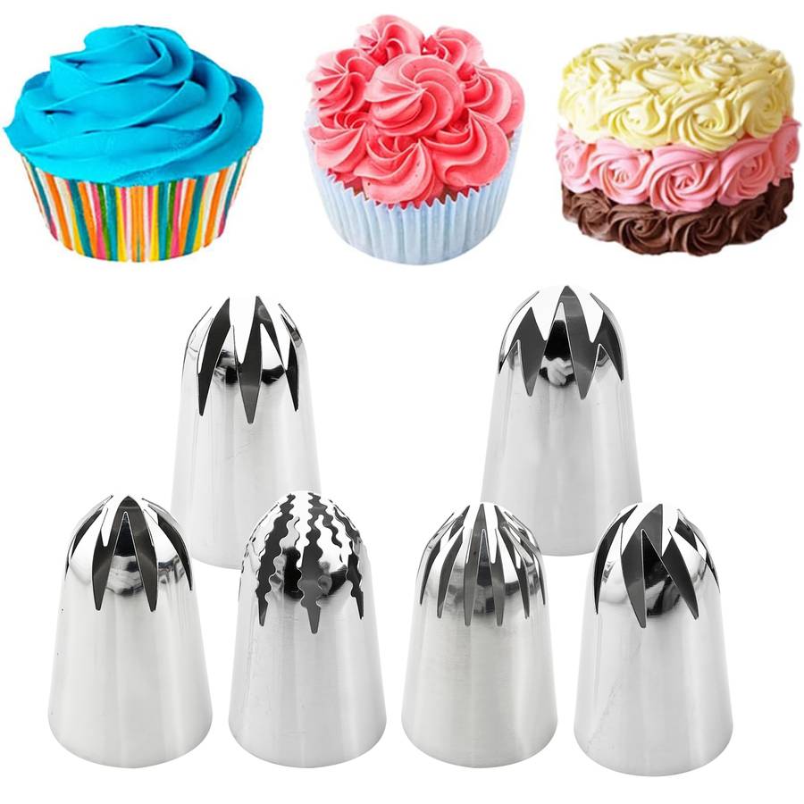 Professional Cake Decorating Head Style Extra Large 6 Nozzles With Eva Blue Bag