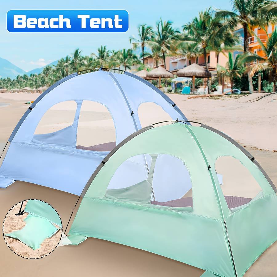 Camping Canopy 3 Beach Tent Sun Shelter Upf 50 Uv Protection Portable Beach