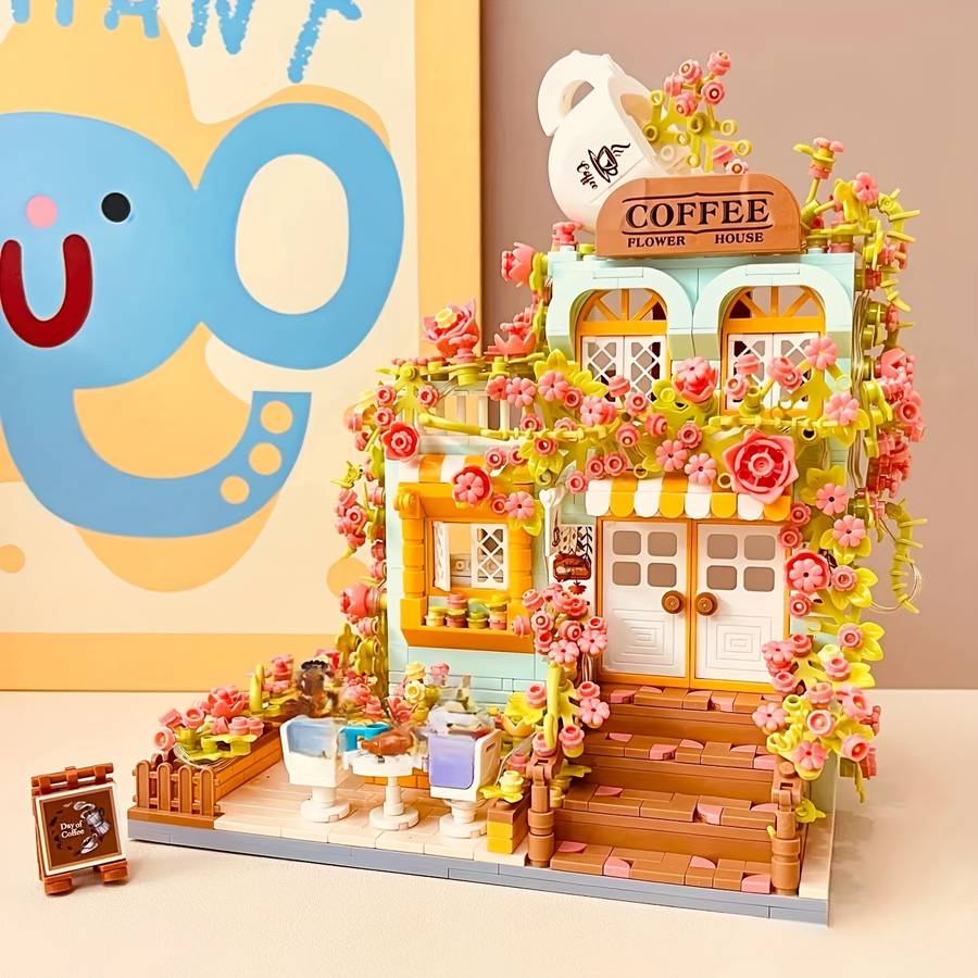 Building Toy Architectural Model Toy Set Model Chinese Restaurant Flower House  Gift Box