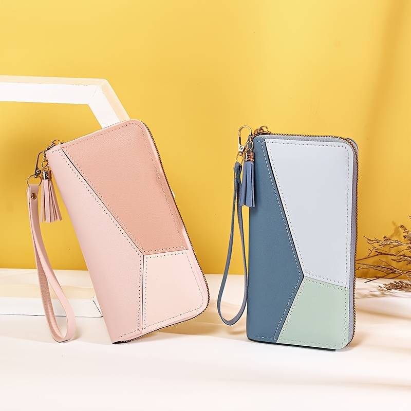 1pc Contrasting Color Splicing Long Wallet Women'S Clutch Bag Fashion Japanese And Korean Large-Cap
