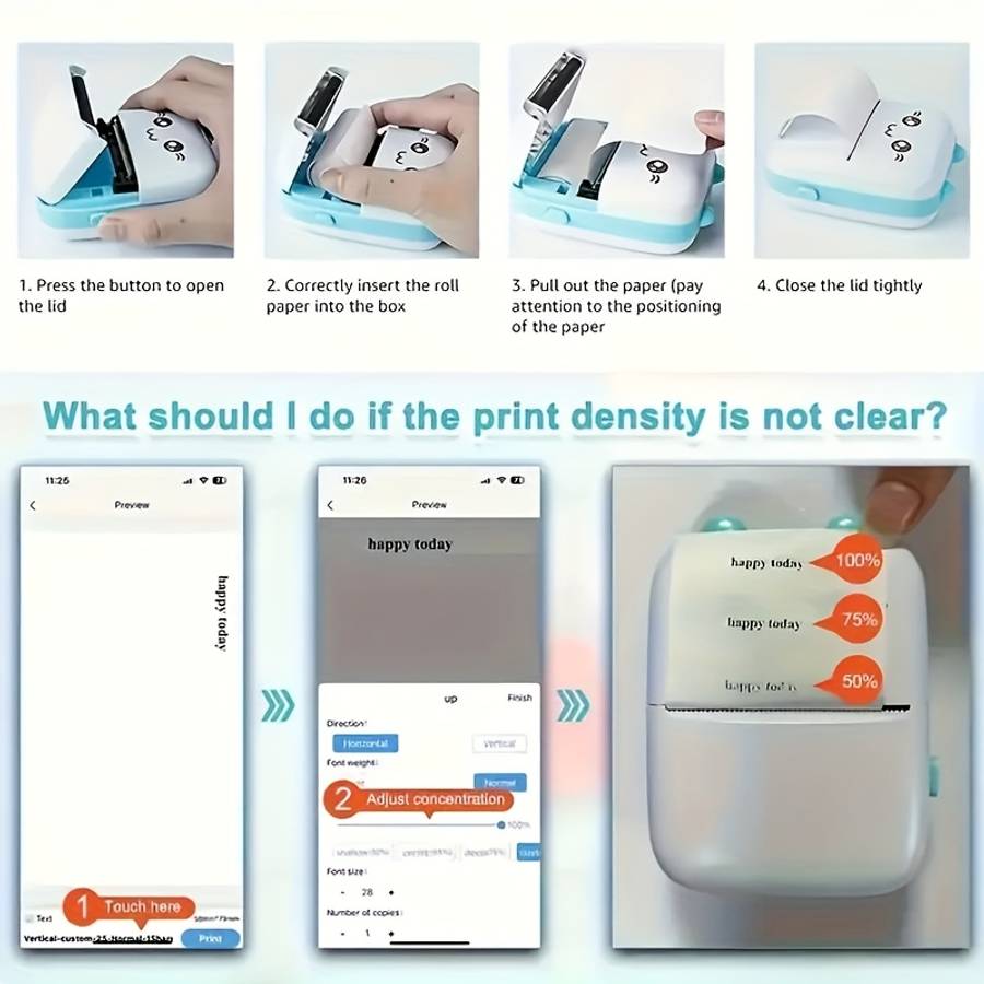 Printer Color Blue 5 Rolls Of Paper