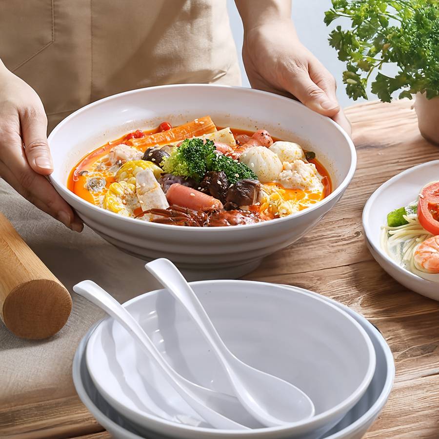Bowl Color 25Cm White  Spoon
