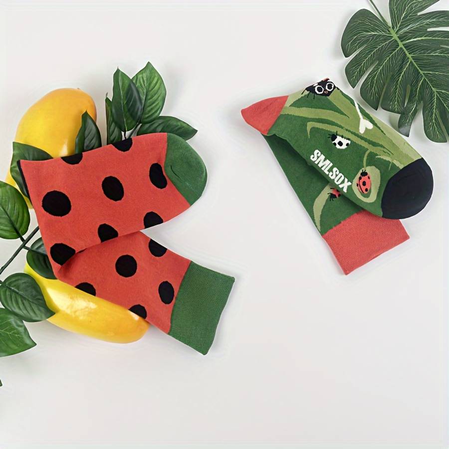 Women S Socks Color Redgreenladybug Ab1 Double Size Onesize