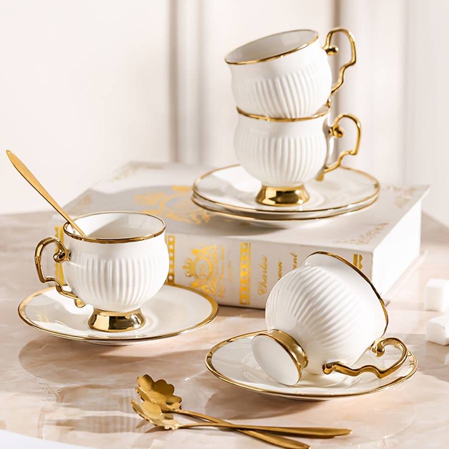 Water Cup Quantity 4 Cups   4 Saucers   Spoon