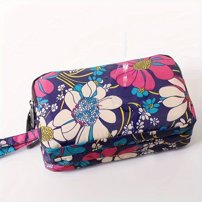 1pc 3-layer Large Mobile Phone Bag Business Card Holder Wallet Fabric Coin Purse 6 Inch Size