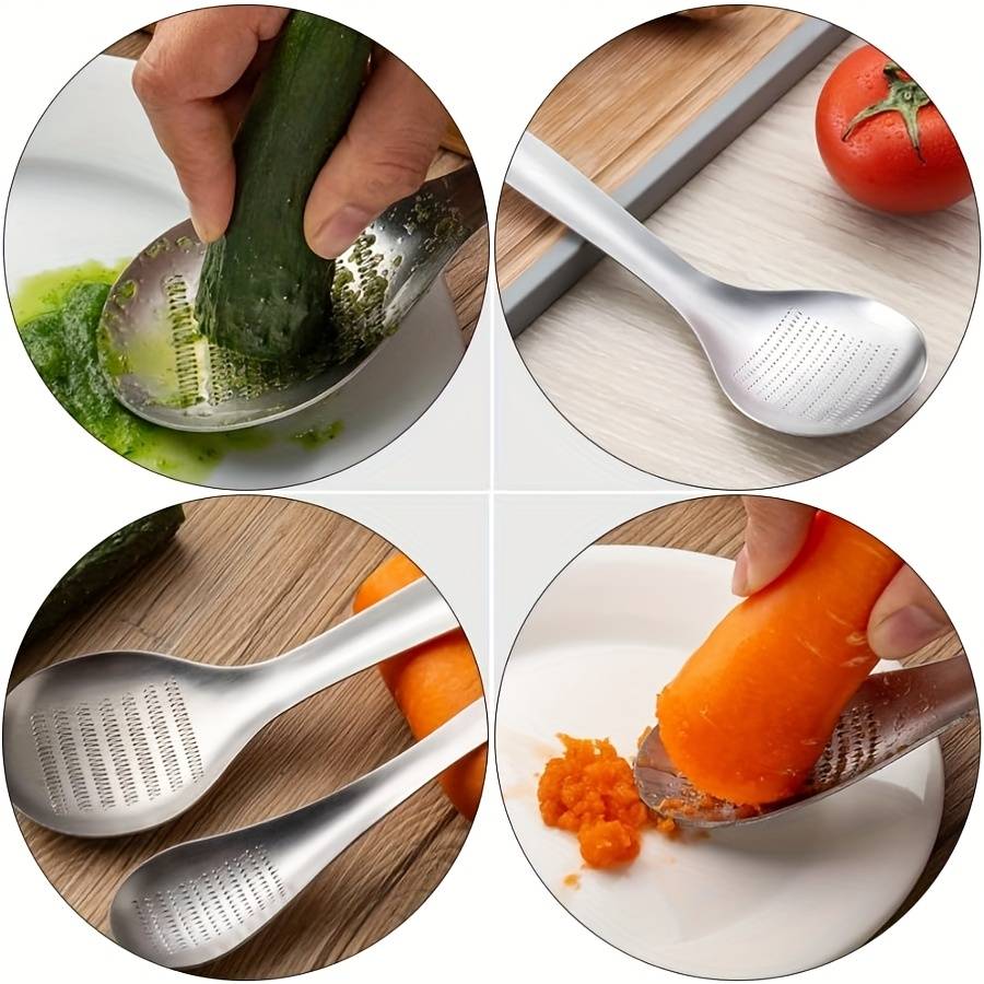 1pc Kitchen Tool Set Stainless Steel Spoon Design Ginger Garlic Wasabi Mustard Grater Multi-P
