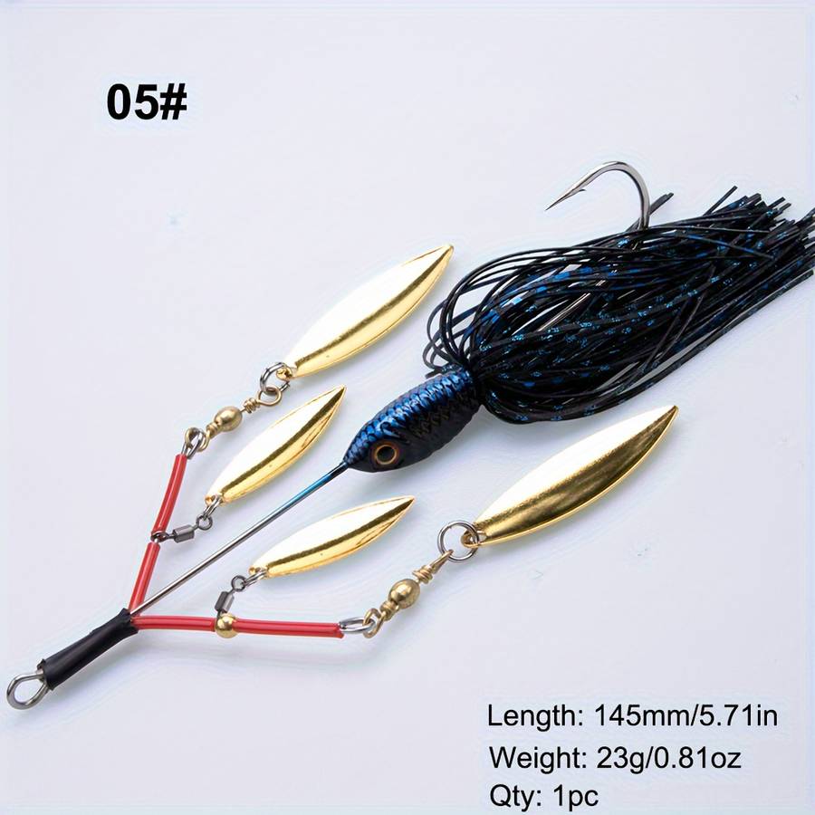 1pc 23g Buzzbait Lure Lead Jig Head Silicone Skirt Rubber Fishing Jigs with Rubber Skirt Lures
