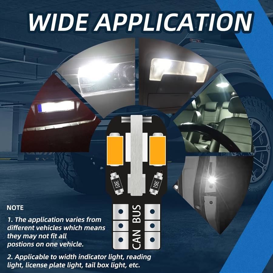 10pcs White T10 5730 LED Car Neon Lights High Brightness Fast Heat Dissipation No