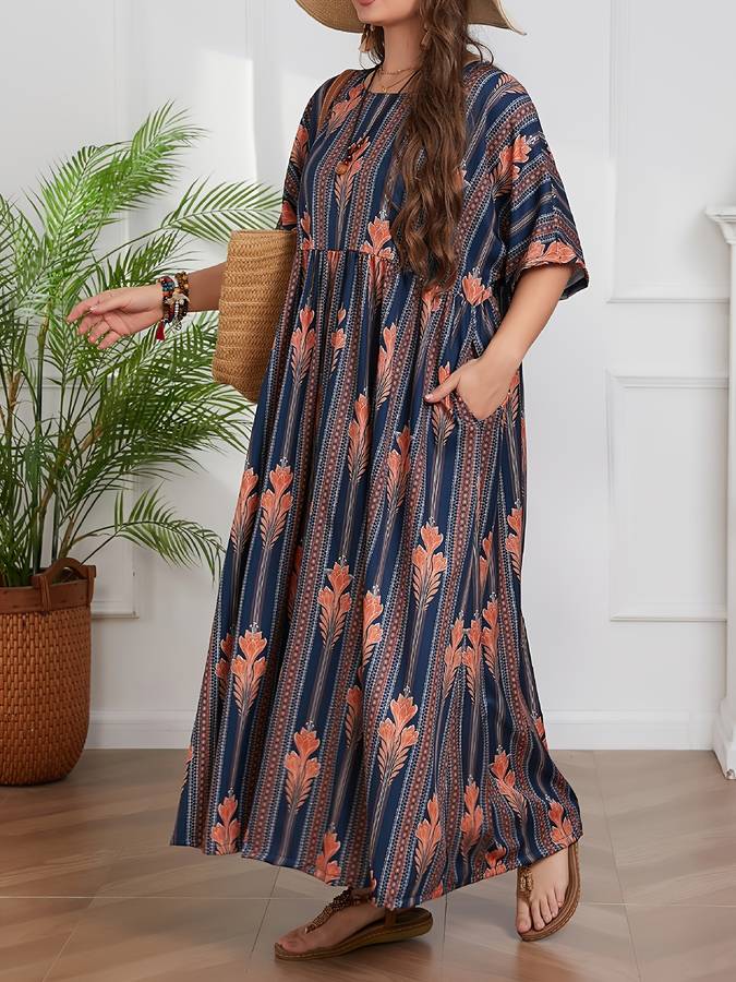 Women S Dress Color Blue Orange Size 5Xl