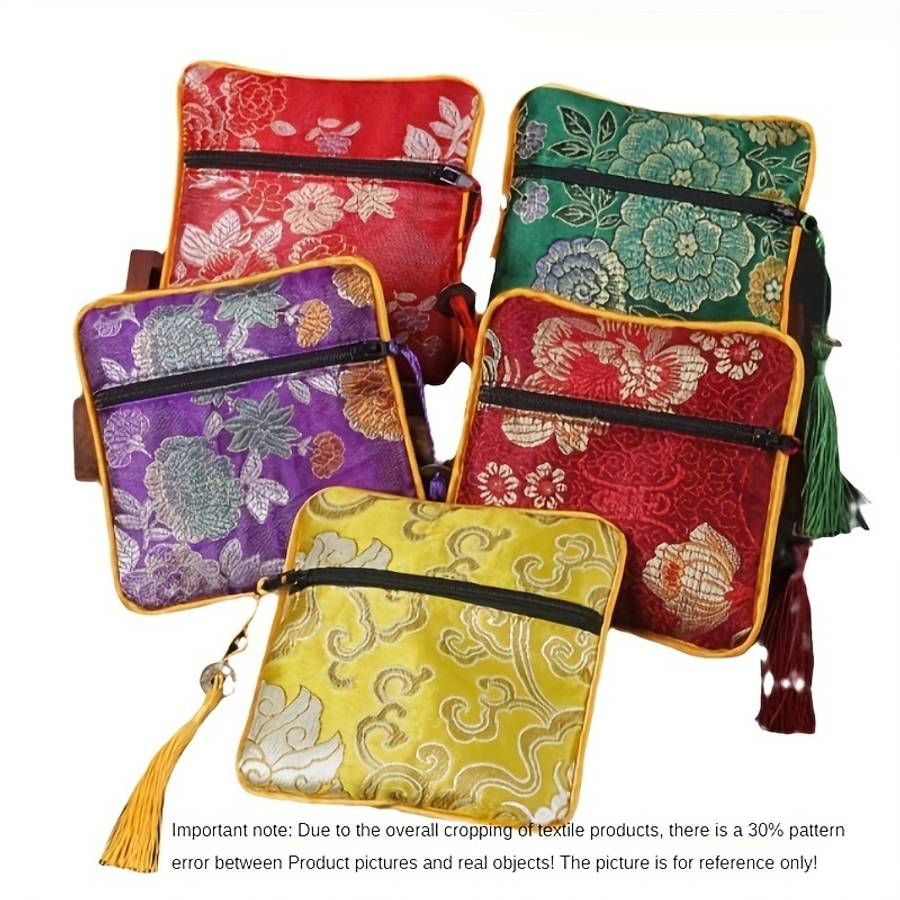 Storage Bag Color Zipper Bag Red Dragon Pattern*Zipper Bag 11.5*11.5Cm