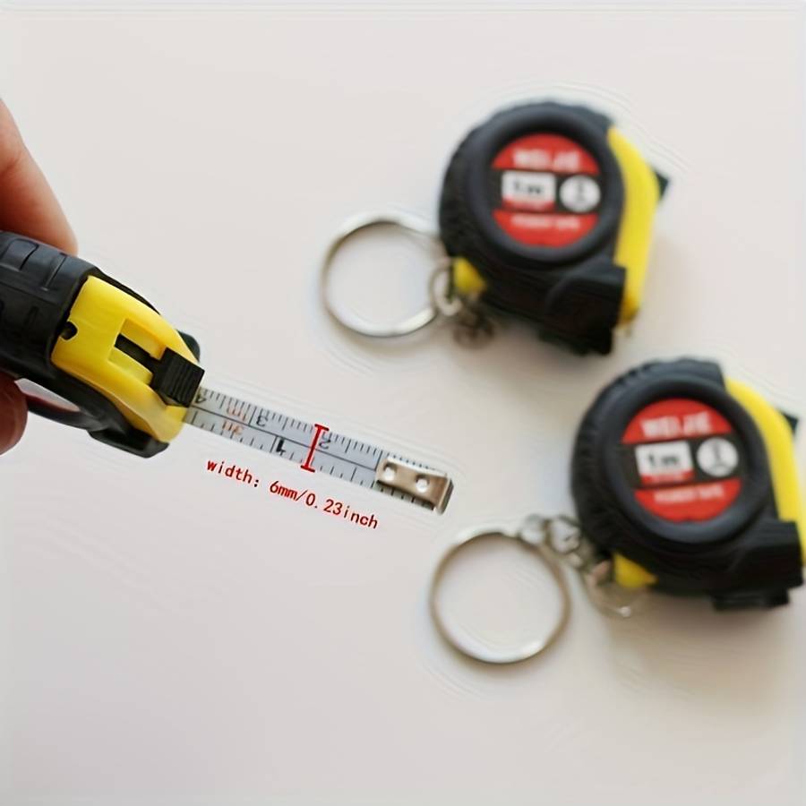 Keychain Ornament Items 1 Meter Measuring Tape With Rubbercoated Black Leather Case 1 Piece