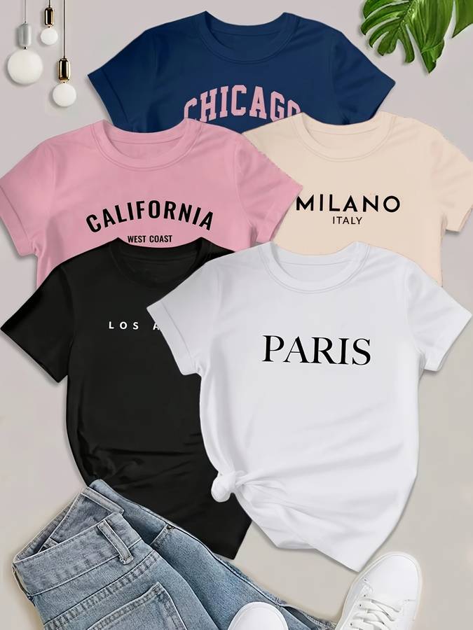 Womens T Shirt Color Black   White   Navy   Pink   Apricot Sizes