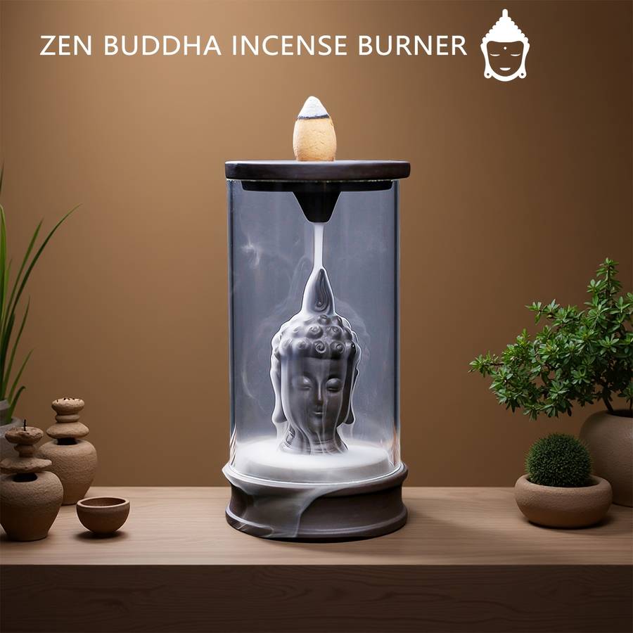Incense Burner Color  One Piece  Black And Brown Buddha Head Backflow Incense Burner
