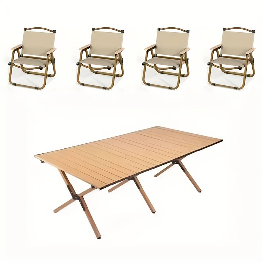 Outdoor Tables And Chairs Color Black Set 5Pcs