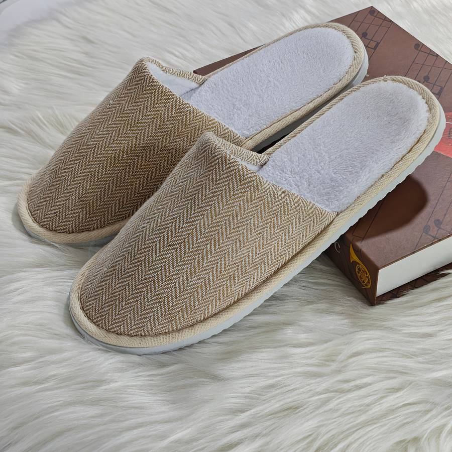 Cotton Slippers Color Brown Upper  White Sole  1 Pair Sizeuk 7