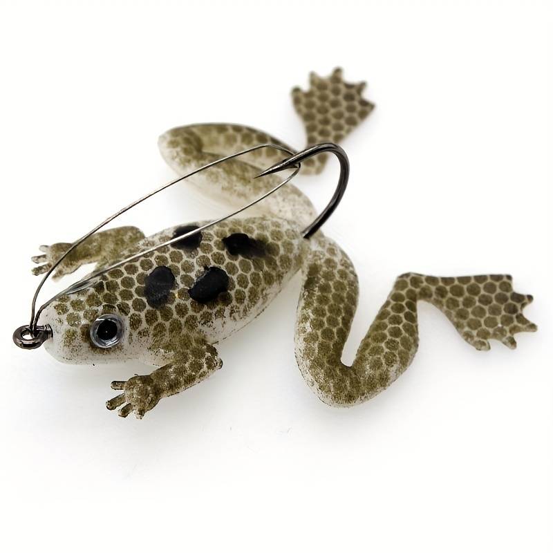 1pc Soft Frog Lure with Weedless Hook Realistic Rubber Swim Bait for Freshwater Saltwater F
