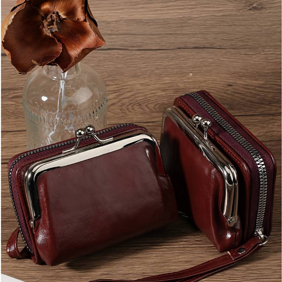 Compact Womens Wallet With Wrist Strapstylish Zippered Purse Large Capacity Card Holder M