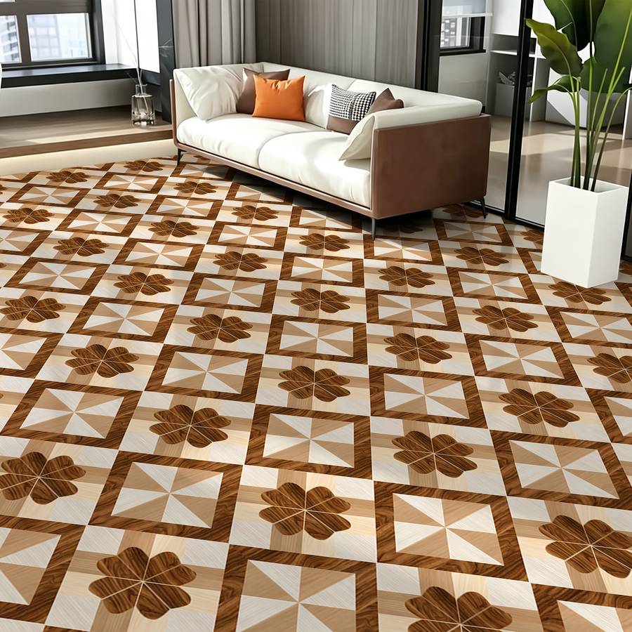 Self Adhesive Floor Stickers 40Cm*120Cm Geometric Wood Grain