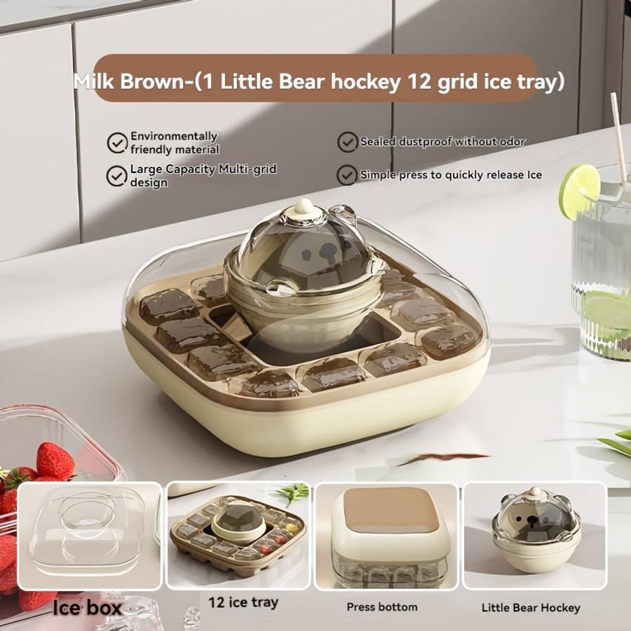 Ice Molds Color Tender Green Style2In1 Bear Ice Tray Press Bottom 12 Compartments  1 Ball