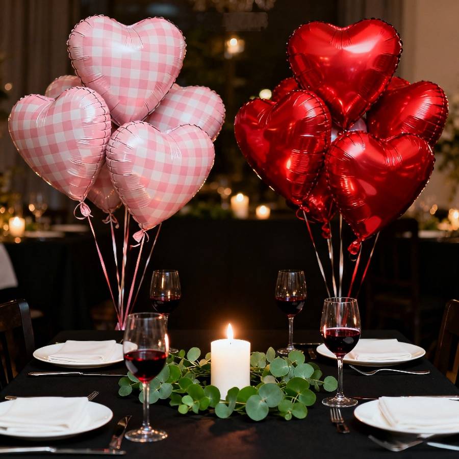 12Pcs Premium Professional Stylish Heart Shaped Foil Balloon For Festive Celebration