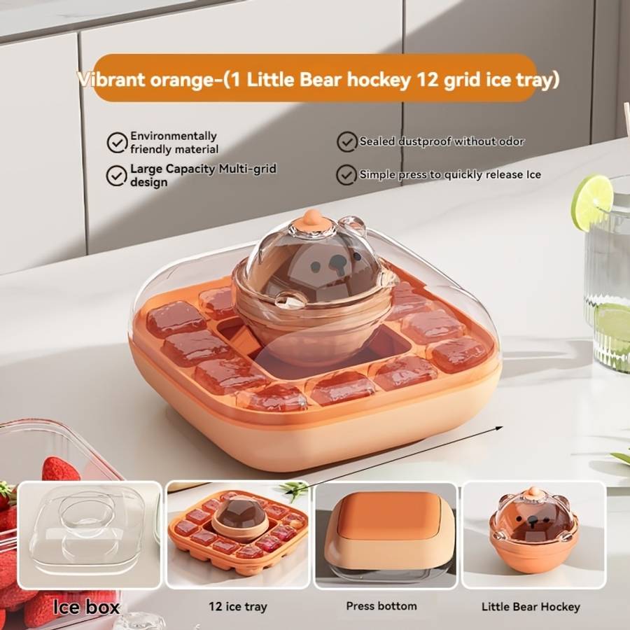 Ice Molds Color Tender Green Style2In1 Bear Ice Tray Press Bottom 12 Compartments  1 Ball